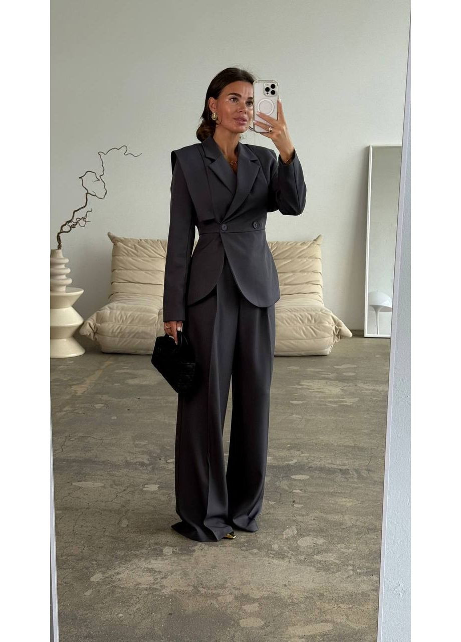 🤍 Стильный костюм «Modern Grace» с приталенным пиджаком и широкими брюками — Размерная сетка в описании DK/DL Мода без кордонів (359556883)