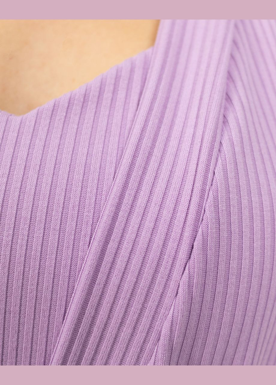 Пижамный женский комплект двойка в рубчик, халат и сорочка Светло-сиреневый Maybel (280951694)