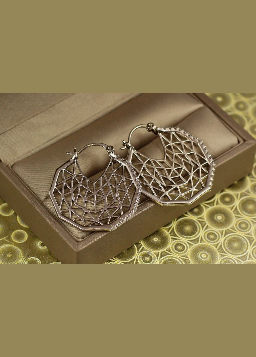 Сережки кільця Хuping Jewelry сіточка 3 см сріблясті Xuping Jewelry (316433826)