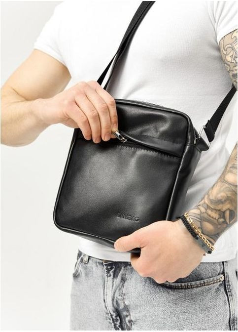 Сумка планшет через плечо мужская из натуральной кожи для телефона и для документов маленькая Черный 38084 Sambag (361660268)
