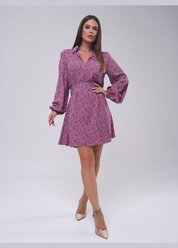 Комбінована сукня 14791 мультиколор ISSA PLUS однотонна