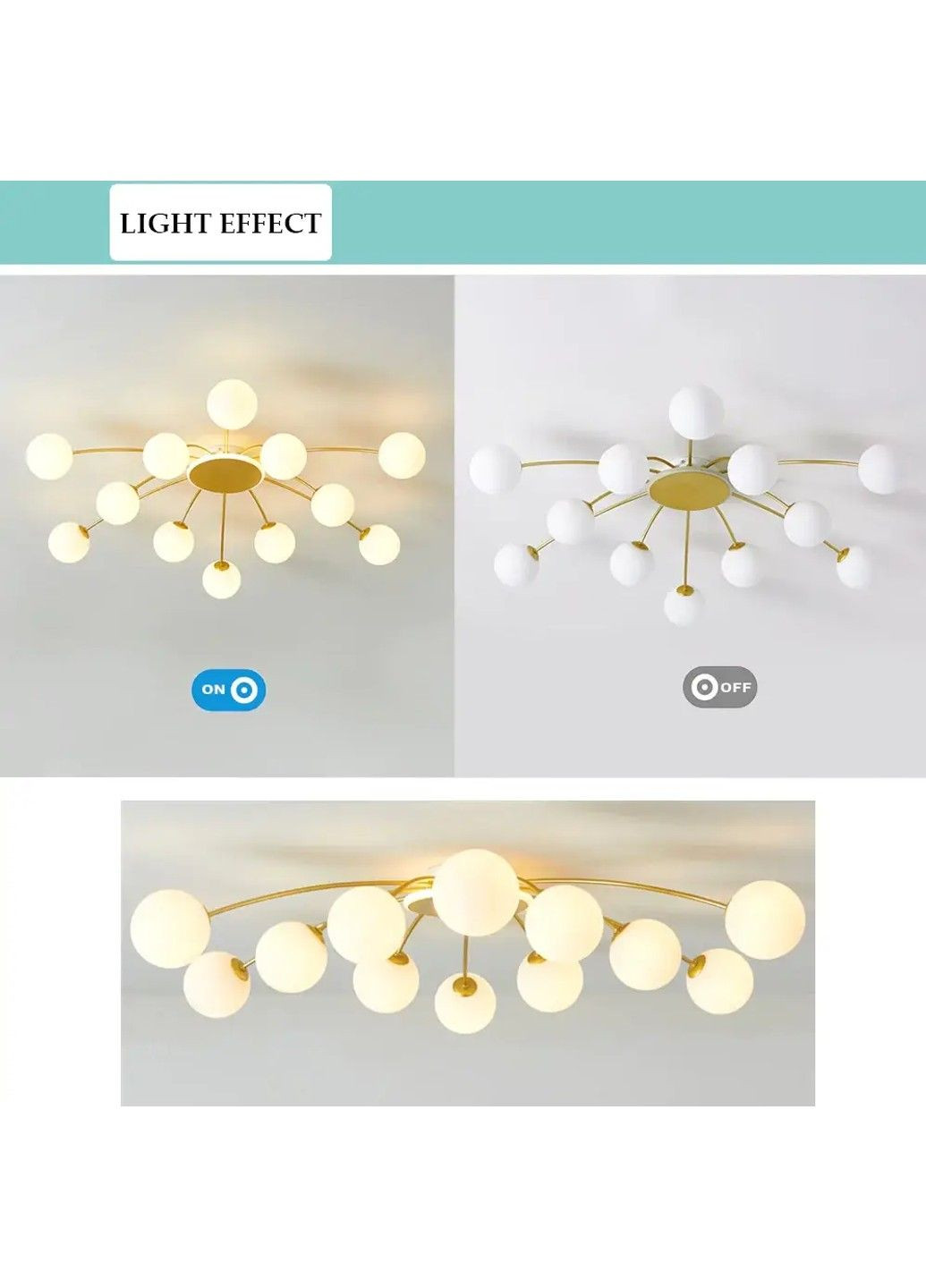 Світлодіодна люстра Орбіта 8618 (Золота) на 12+1 плафонів No Brand (331640027)