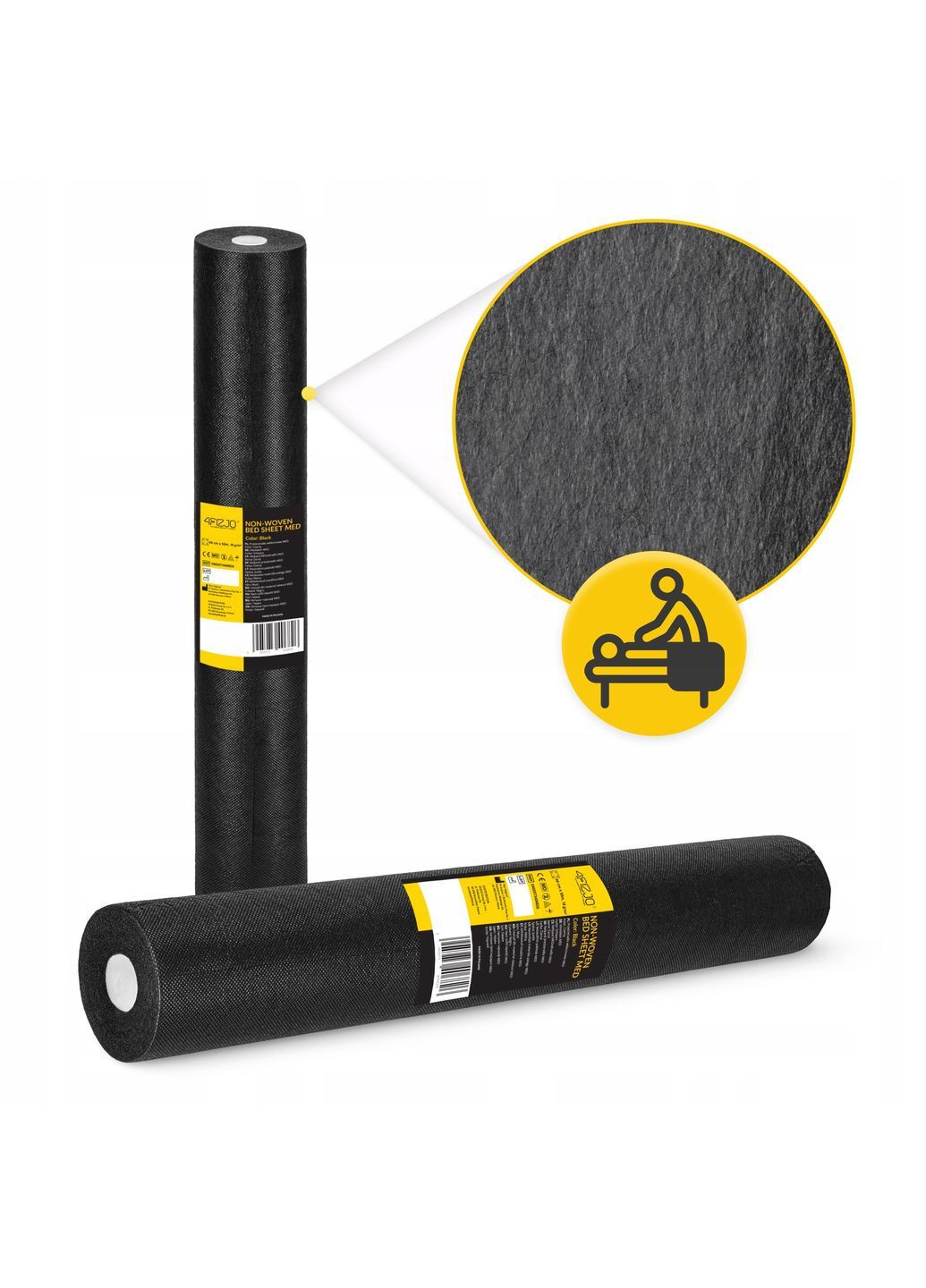 Простирадло одноразове 50 м x 60 см у рулоні 18 г/м² Black (P-5905973406826) 4FIZJO (372925222)