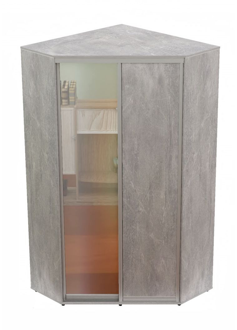 Шафа-купе дводверна кутова 140*140*250 см Бетон ДСП + Дзеркало Кут-4 Алекса (360451713)