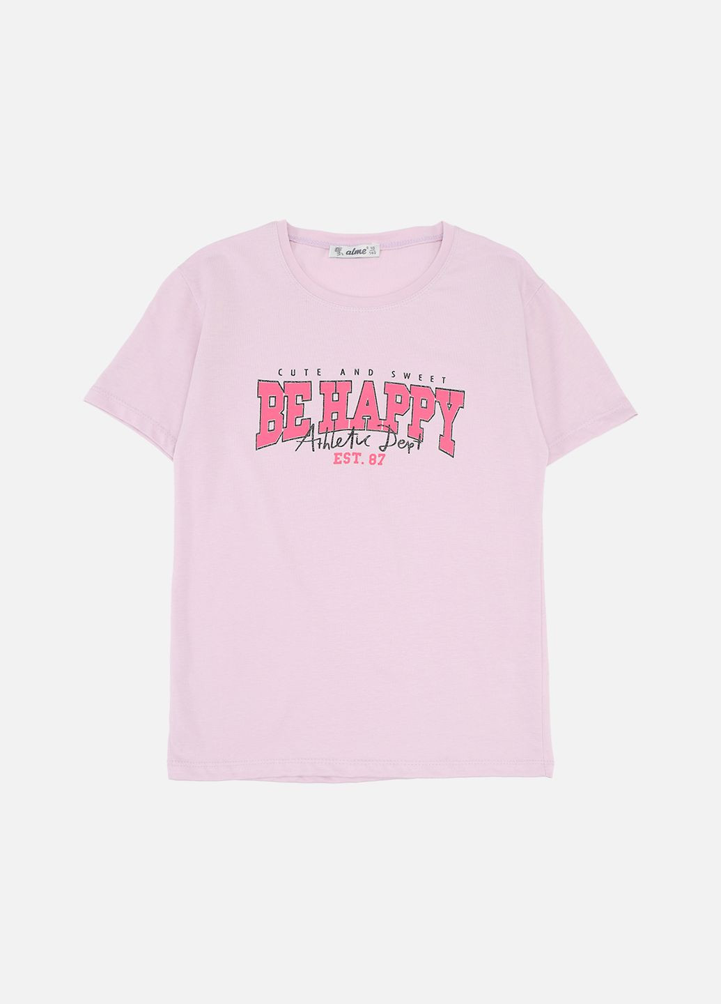 Бузкова літня футболка з коротким рукавом для дівчинки колір бузковий цб-00277084 No Brand