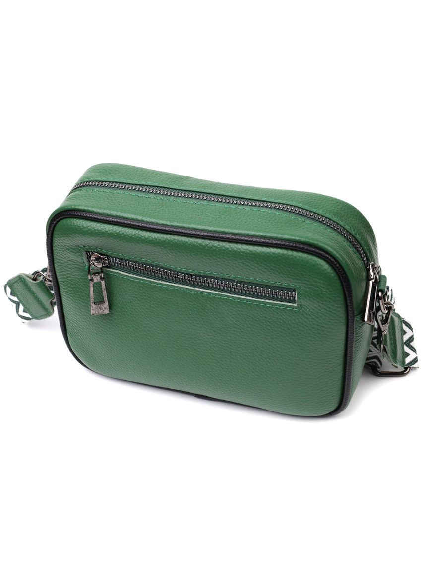 Сумка кроссбоди с широким ремнем через плечо женская с плетениями для стильных женщин зеленая 22410 Vintage (329198795)