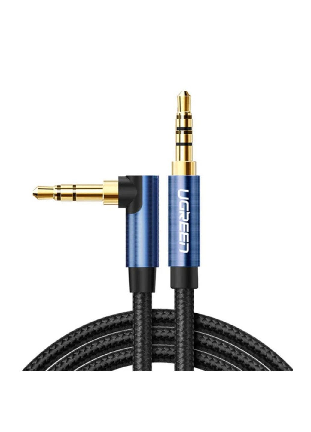 Аудіокабель 3.5mm Male to 3.5mm Male Cable Gold Plated Metal Case with Braid 1m (Blue Black) Ugreen (371362933)