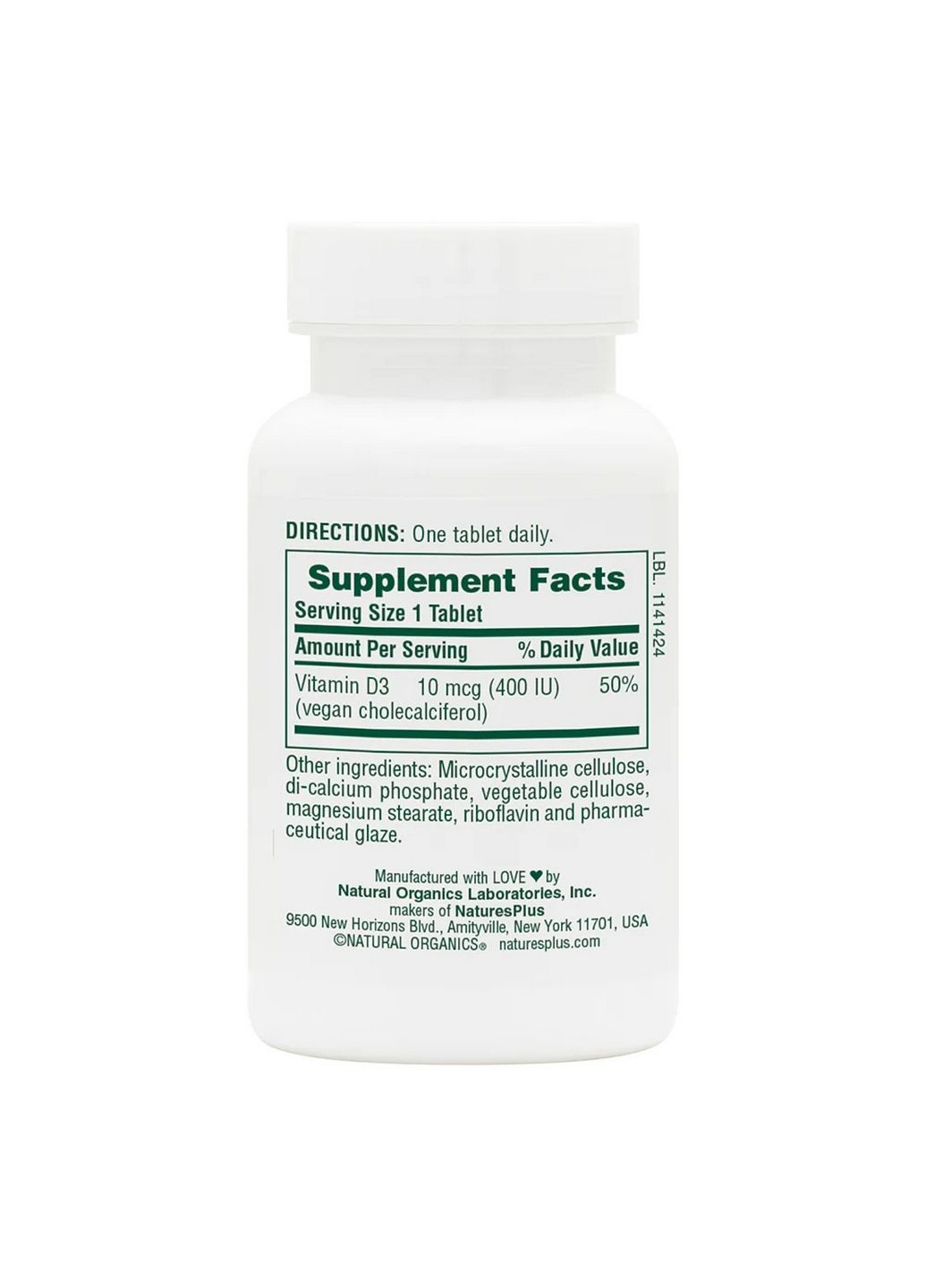 Витамины и минералы Vitamin D3 400 IU, 90 таблеток Natures Plus (293479299)