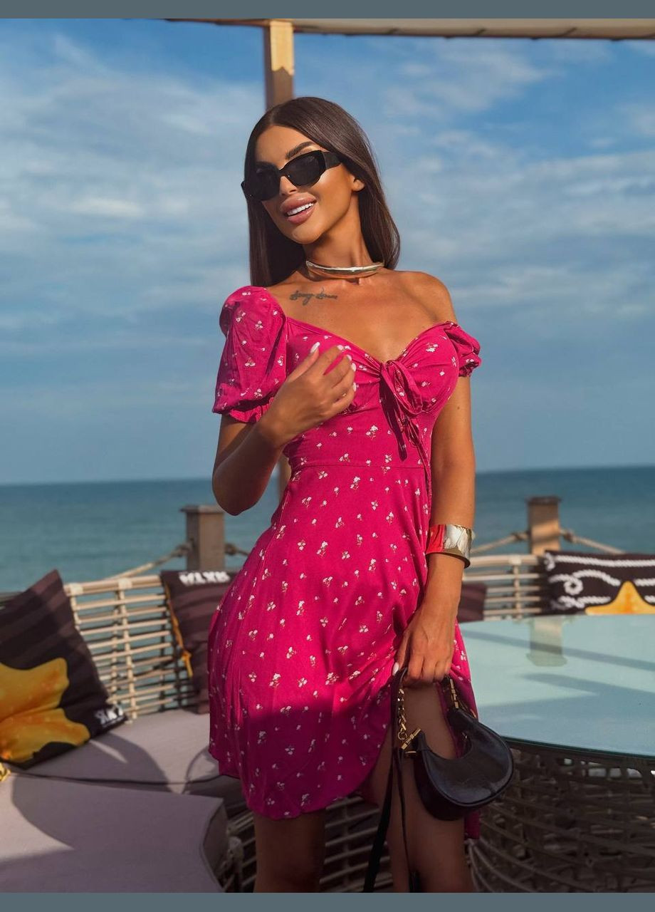 Рожева повсякденний, кежуал жіноча сукня а-силует Style Point з квітковим принтом