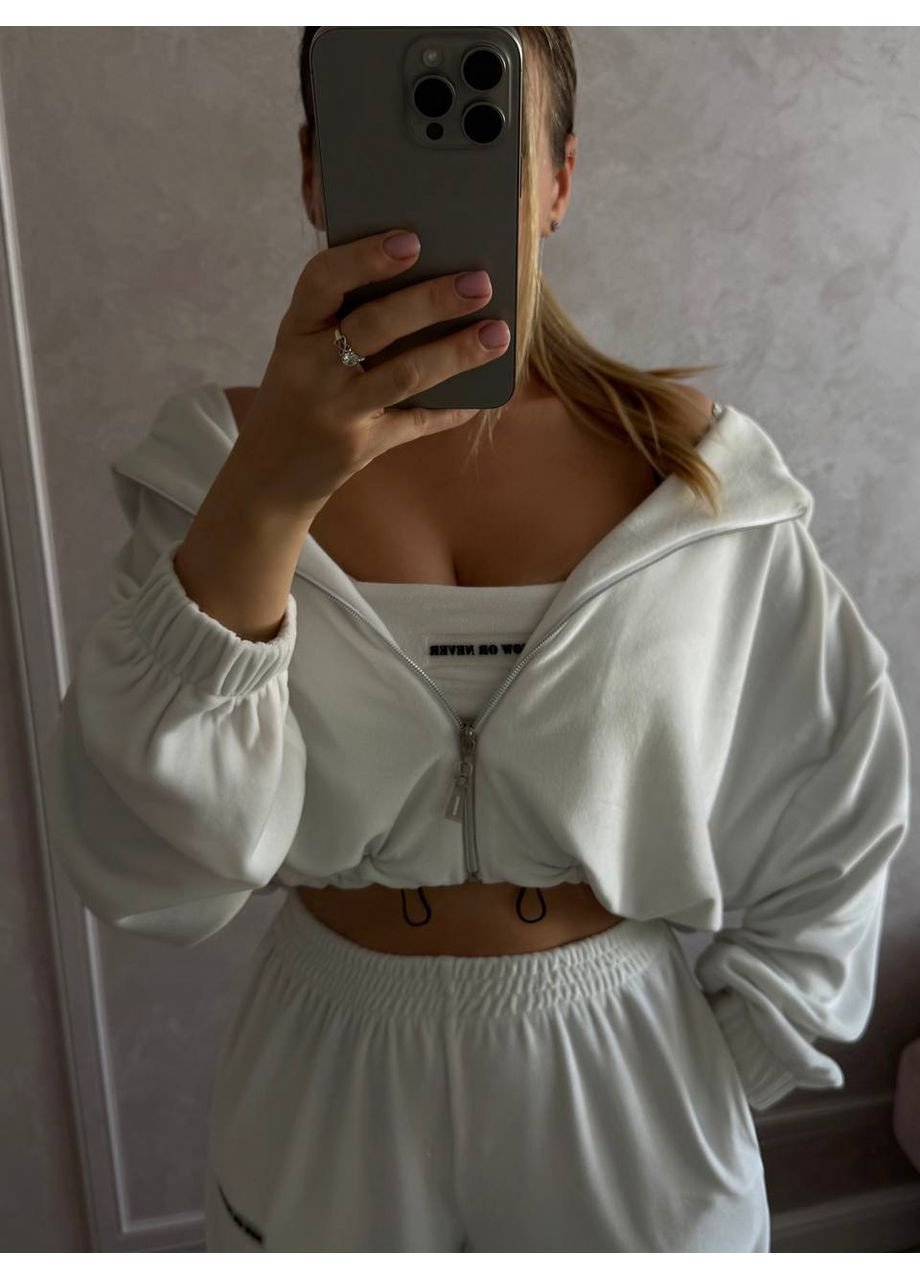 Женский костюм тройка из велюра: топ, кофта и брюки. MonCher (361676560)