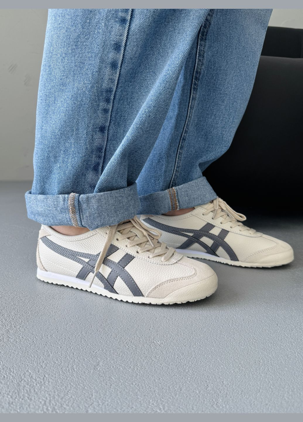 Бежевые демисезонные кроссовки мужские и женские asics onitsuka tiger mexico beige | асикс онитцука тайгер бежевые No Brand