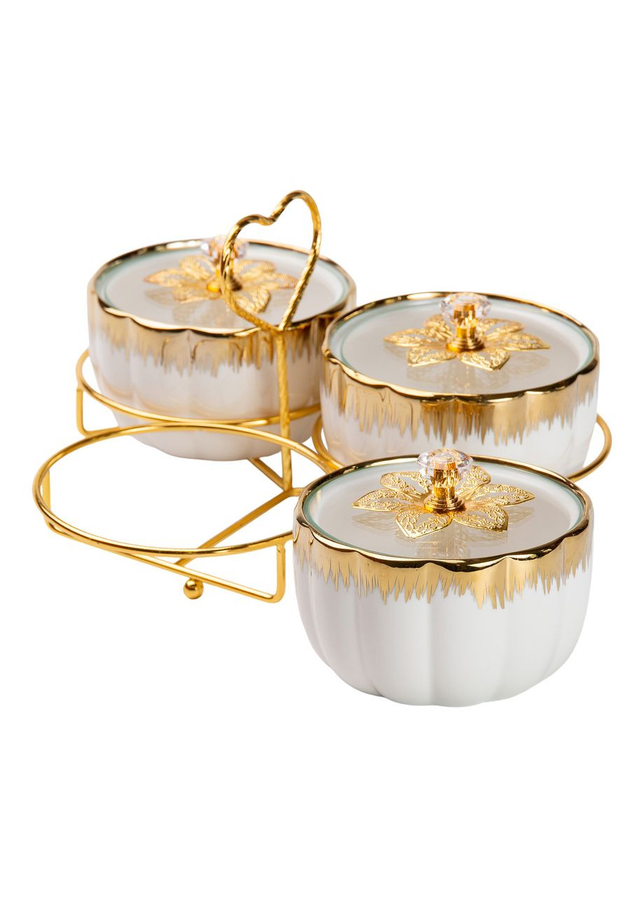 Менажница керамическая на металлической подставке на 3 секции HP-1208 Yiwu (353504138)