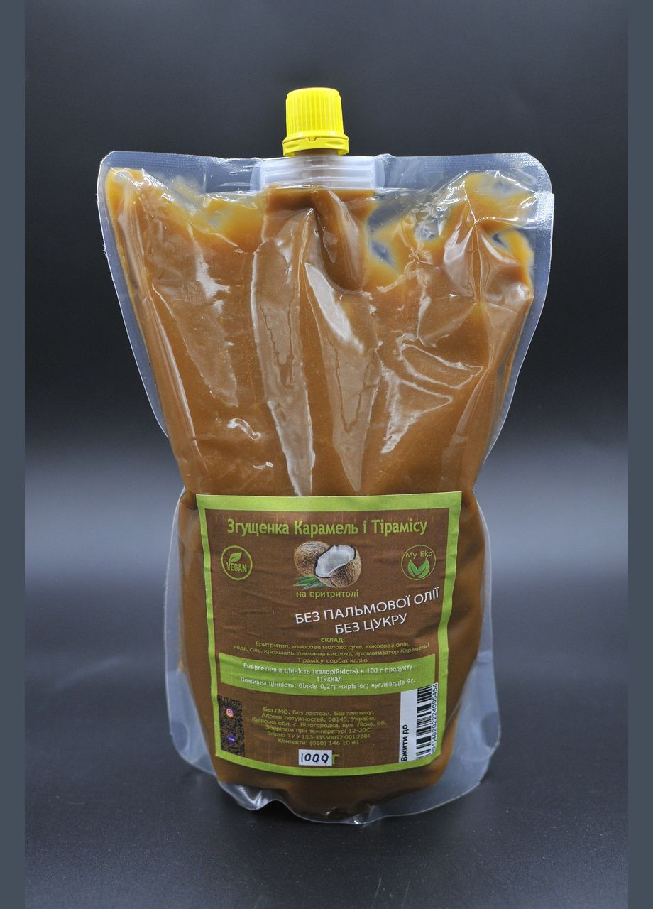 Сгущенка БЕЗ САХАРА на эритроле 1 кг ароматизированная " Карамель+Тирамису" B&D (322871516)
