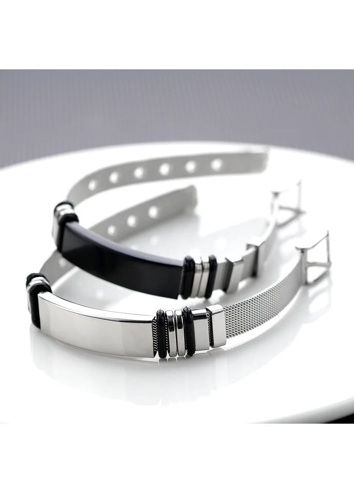 Браслет металевий чорний з гравіюванням на подарунок, з регулюванням розміру. Індивідуальне гравіювання No Brand (300672510)