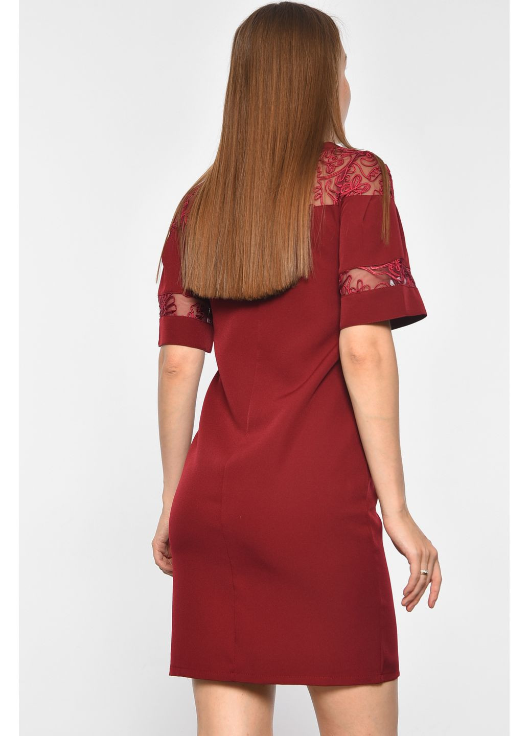 Бордова джинсова сукня жіноча однотонна бордового кольору а-силует Let's Shop однотонна