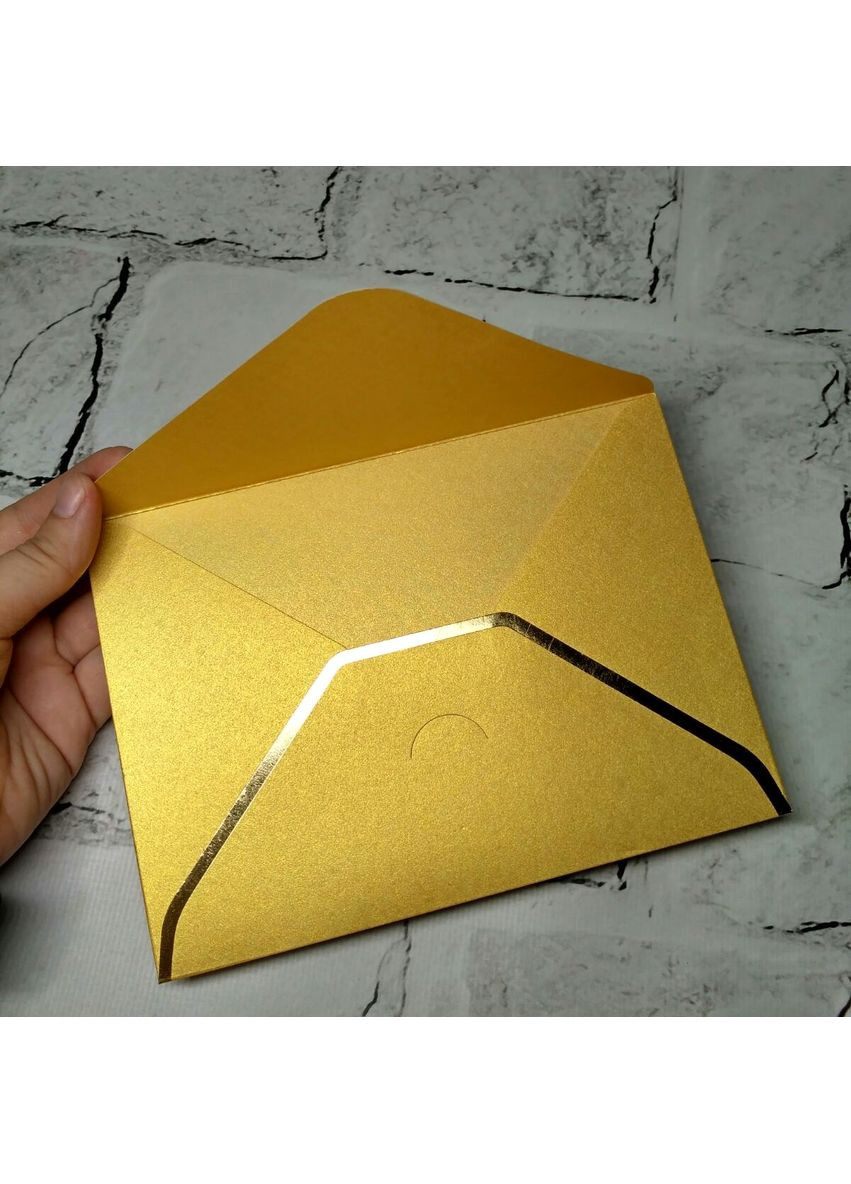 Конверт паперовий Преміум Gold 12,5х17,4 см Золотий No Brand (351391731)