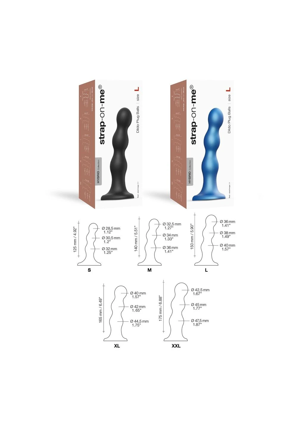 Насадка для страпона StrapOn-Me Dildo Plug Balls Blue Metallic XL - CherryLove Strap-On-Me (296623468)