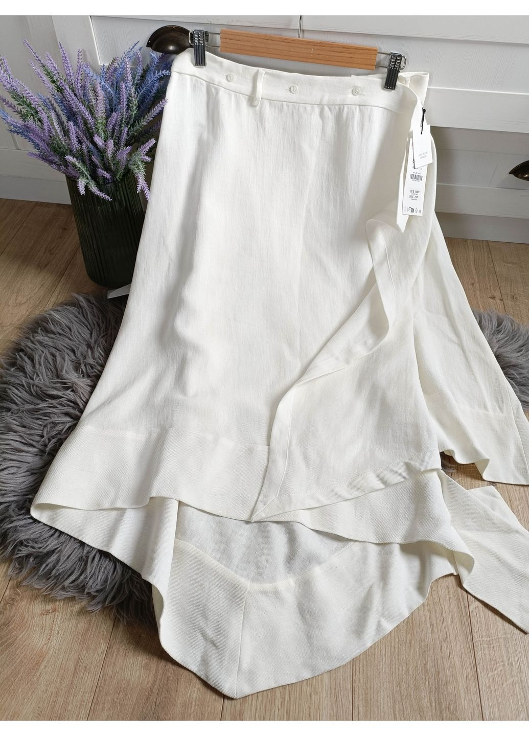 Белая асимметричная юбка на основе льна zw collection Zara