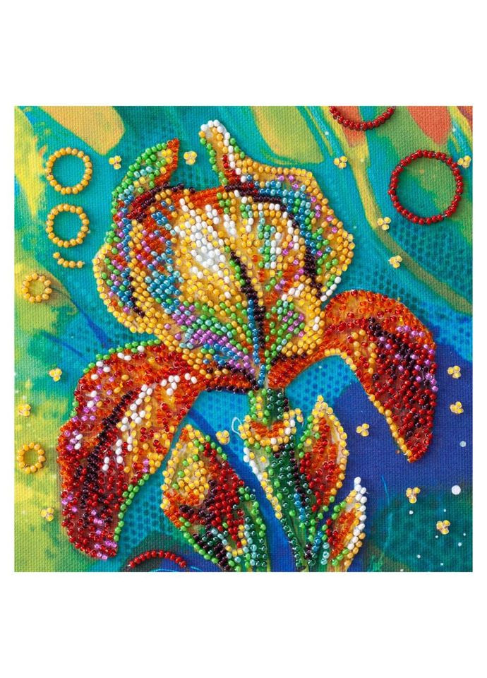 Набір для вишивання бісером "Різнобарвний ірис" AM-203 на натуральному полотні No Brand (330605482)