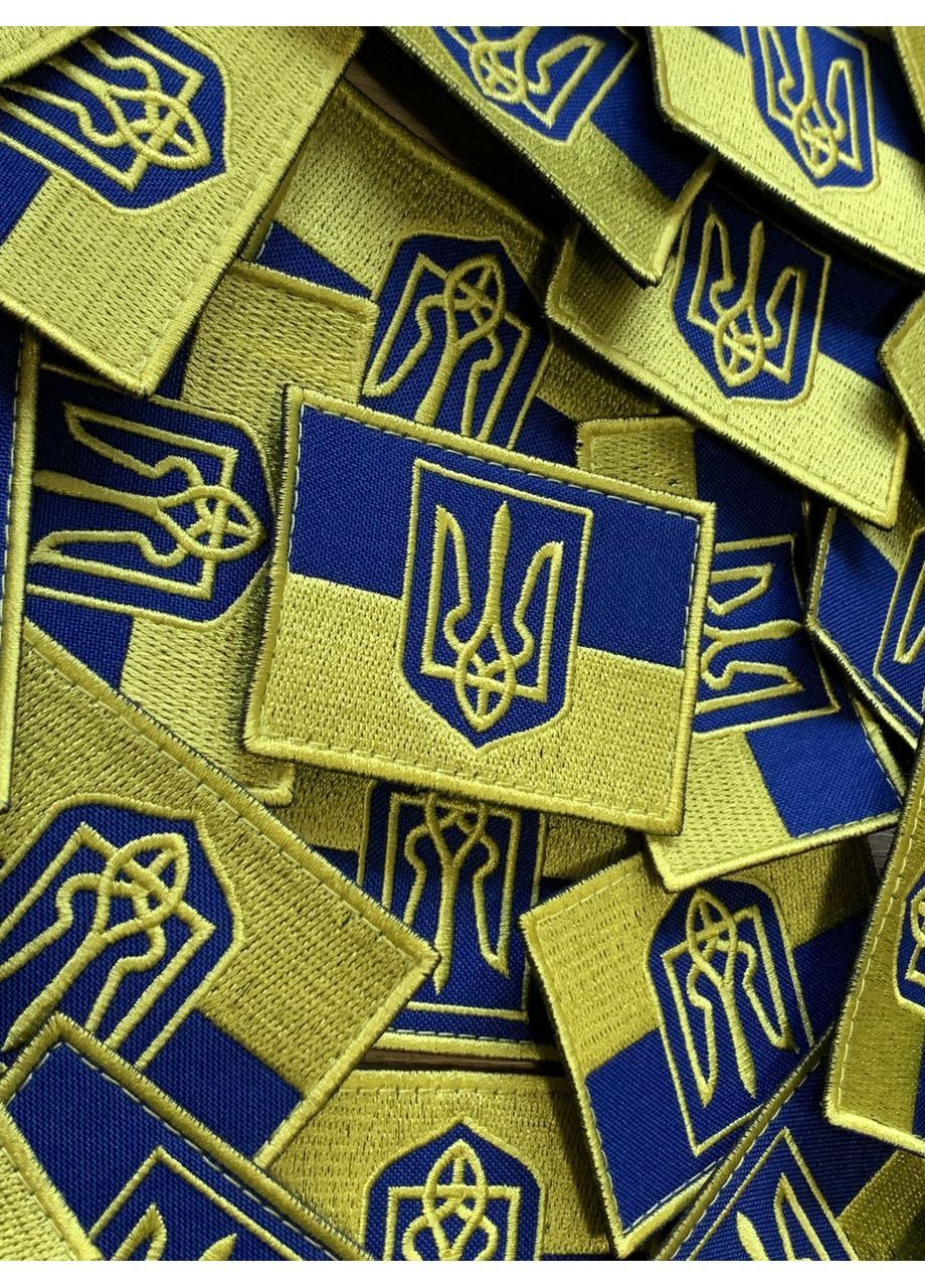 Шеврон Флаг Украины с гербом (Форма прямоугольная. На липучке) Размер 5x7см No Brand (369924530)