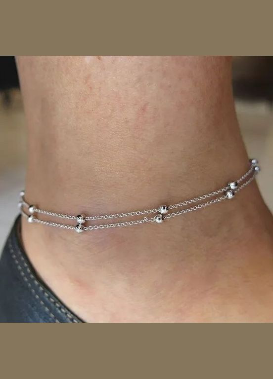 Браслет на ногу анклет подвійний з намистинками No Brand (297743412)