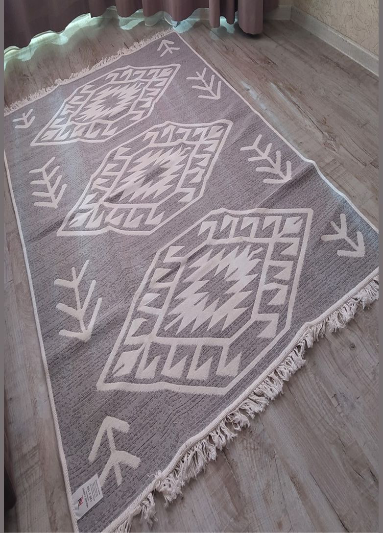 Ковер Rim 60х90 см grey white универсальный двухсторонний TC303375540 TURComFor (301766469)