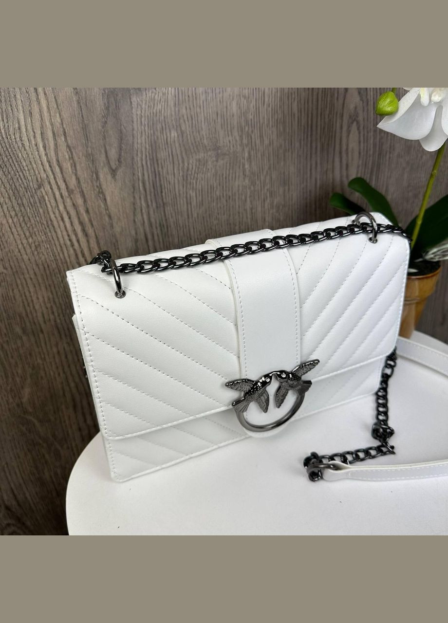 Модна стьобана жіноча сумочка клатч з ланцюжком із екошкіри чорна (sku_1198ББ) No Brand (330576231)