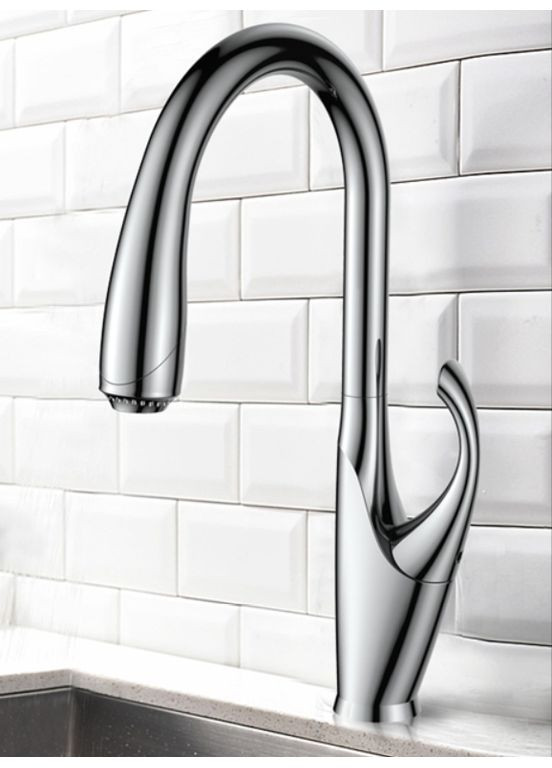 Одноважільний змішувач для кухні з висувним виливом "Лебідь" Nett SWH-435 (352730002)