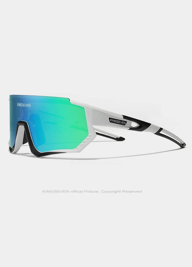 Протиударні велосипедні поляризаційні сонцезахисні окуляри LS910 White Black Green KINGSEVEN (306460129)