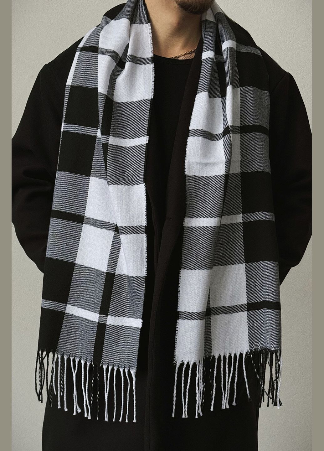 Чоловічий шарф у клітинку чорного кольору Without (314696453)