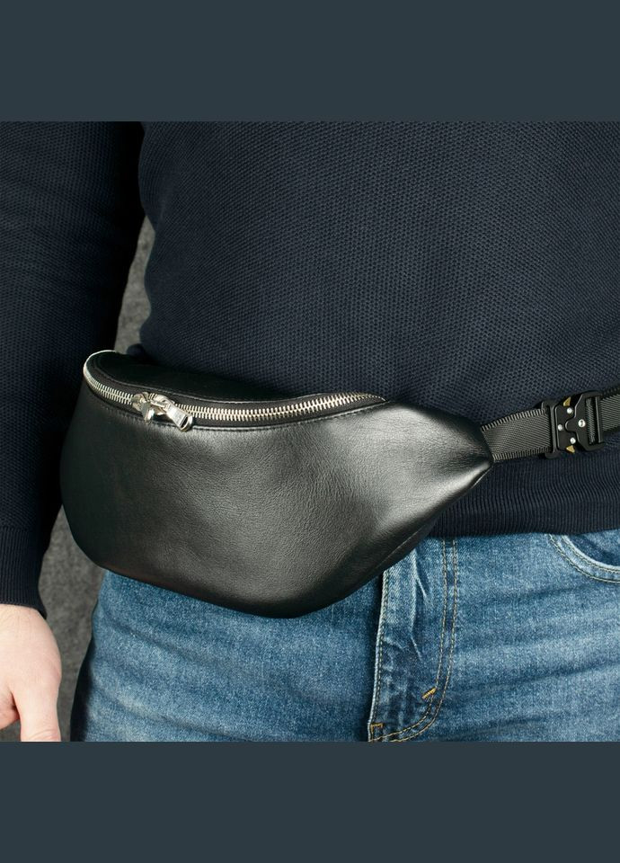 Мужская кожаная сумка-бананка Черная (78181) Stenk (327415892)