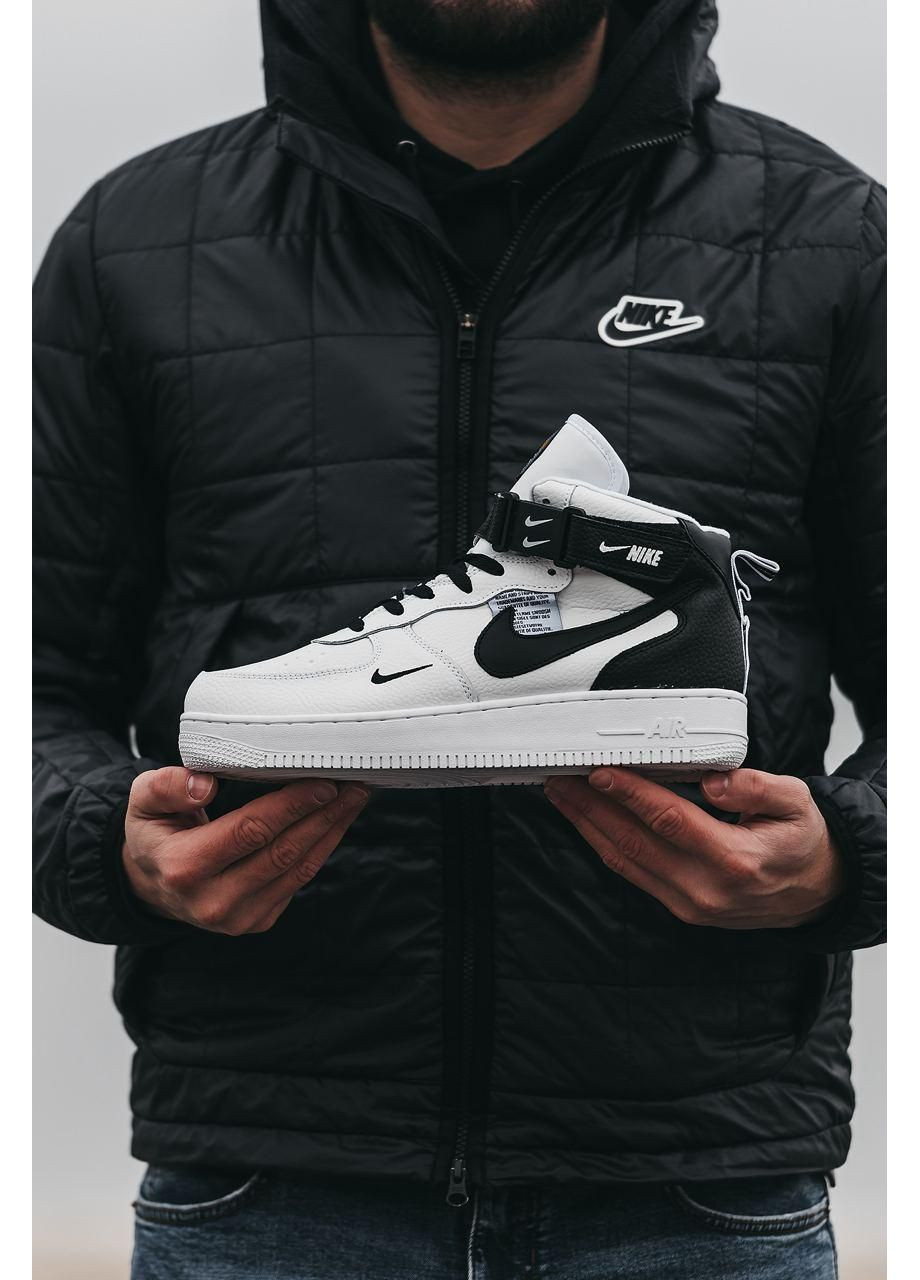 Чорні Зимовий кросівки чоловічі nike air force 1 lv8 mid white black найк аір форс 1 преміум No Brand
