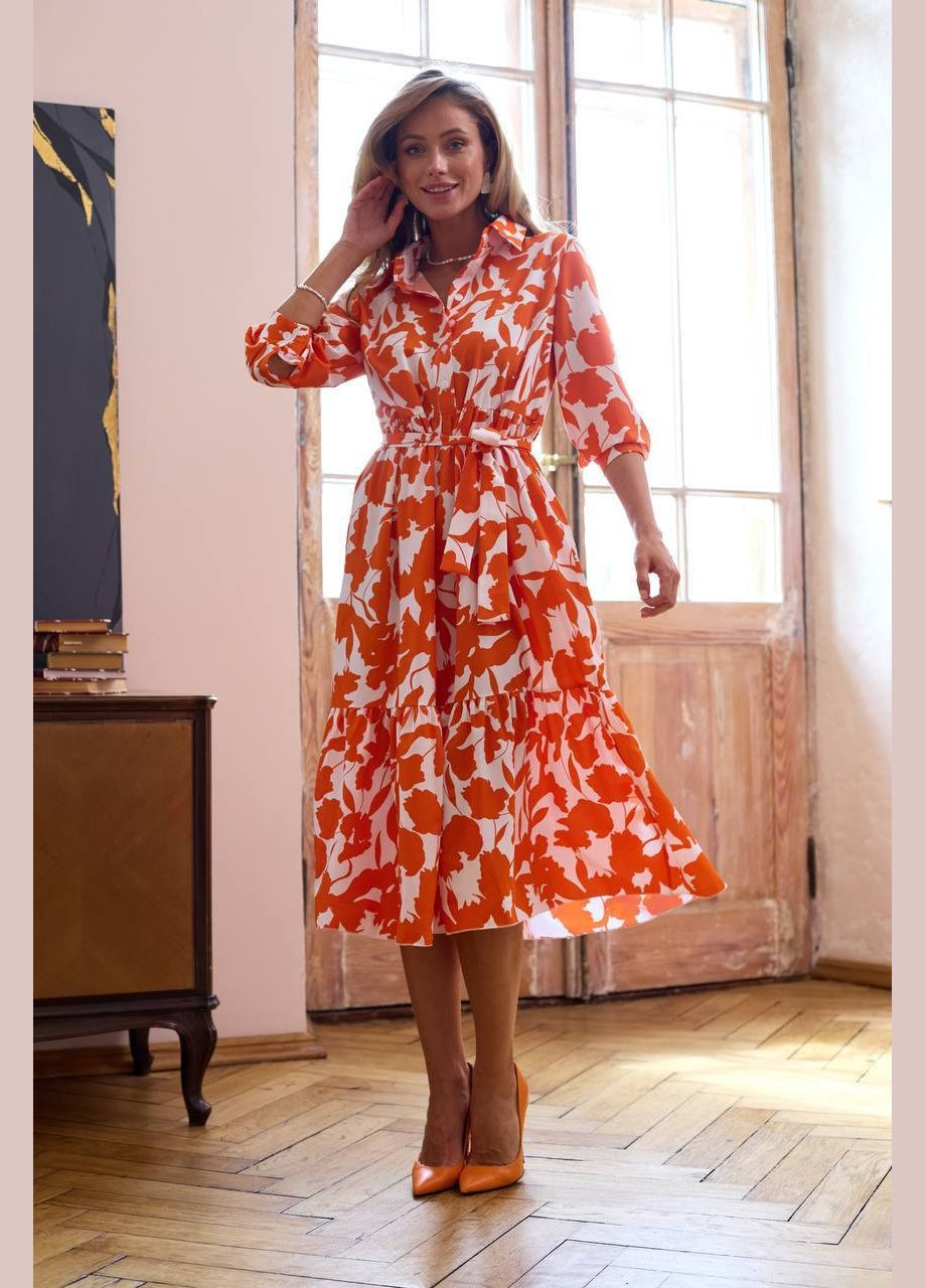 Светло-оранжевое женское платье No Brand