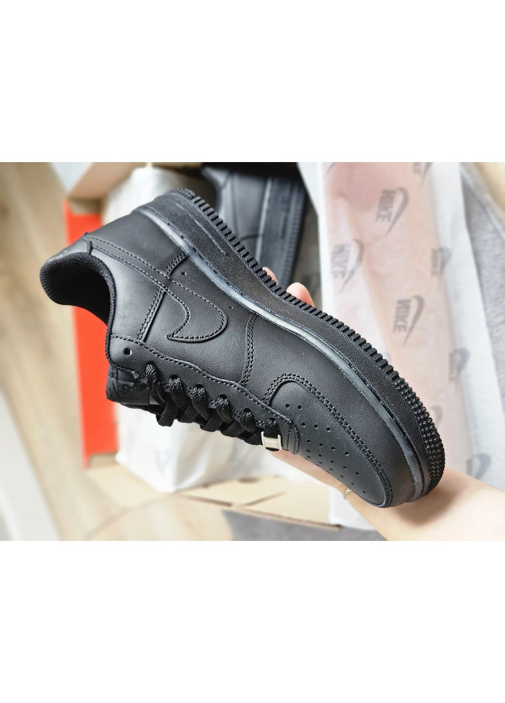 Кросівки жіночі і чоловічі Nike Air Force 1 classic | Найк Аір Форс 1 чорні No Brand чорні демісезони (362561836)