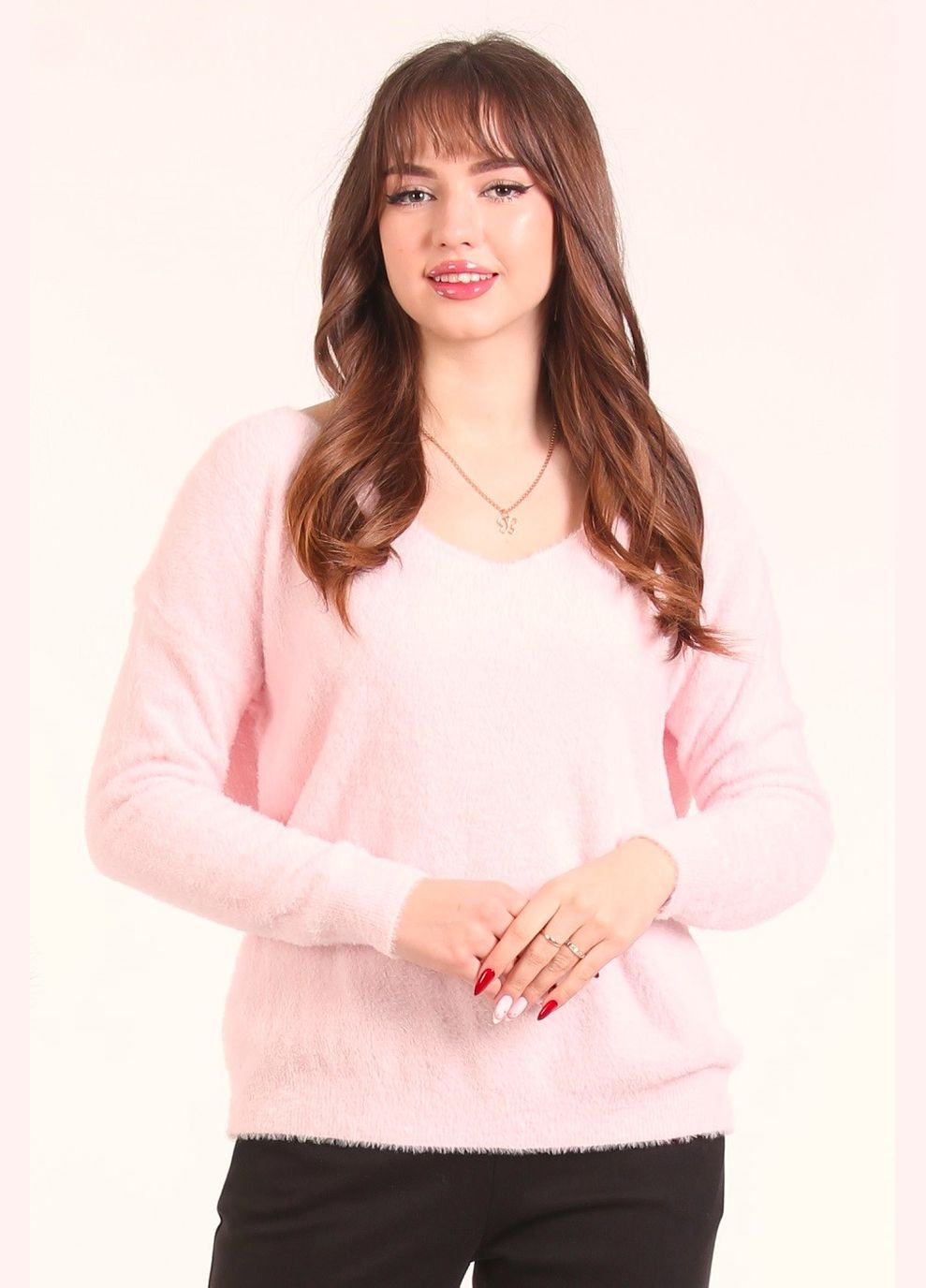 Пудровый демисезонный свитер укороченный женский 901 альпака пудровый Актуаль