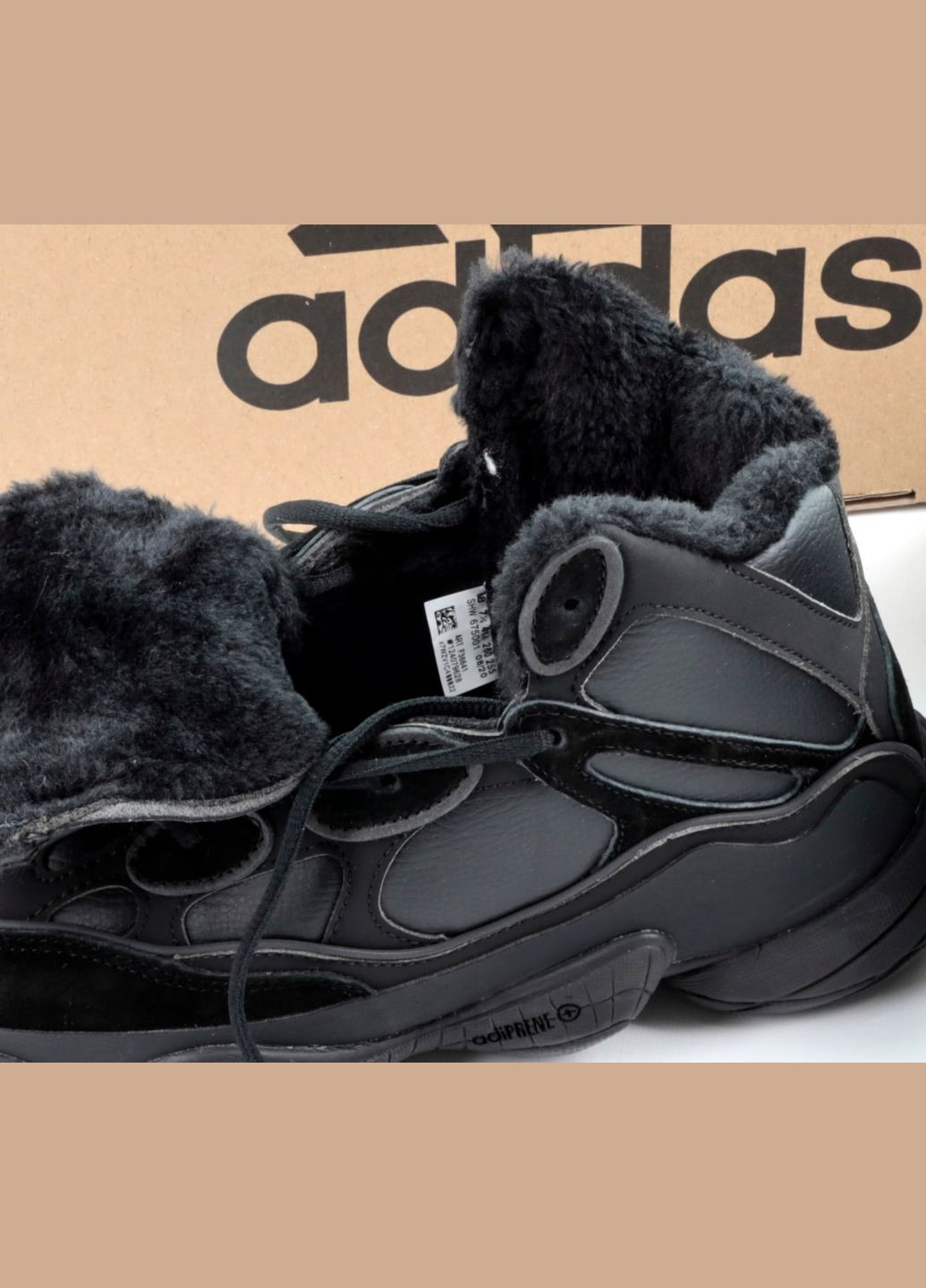 Чорні Зимовий кросівки зимові чоловічі adidas yeezy boost 500 high winter fur black | адідас ізі буст 500 високі чорні з хутром No Brand