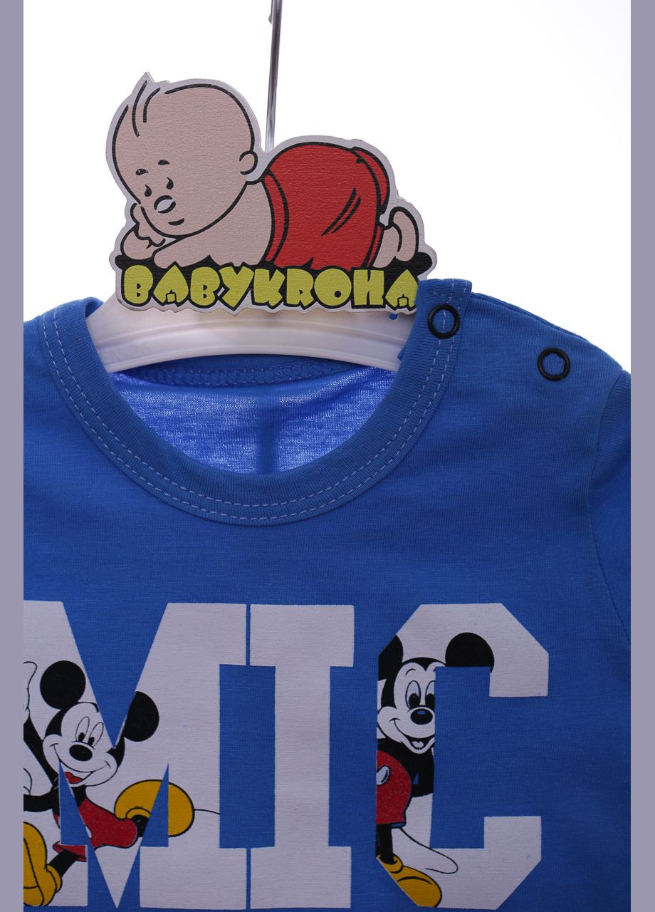 Синій літній штани з футболкою для хлопчика трикотажні з принтом міккі сині 62 см (44827) Beboo