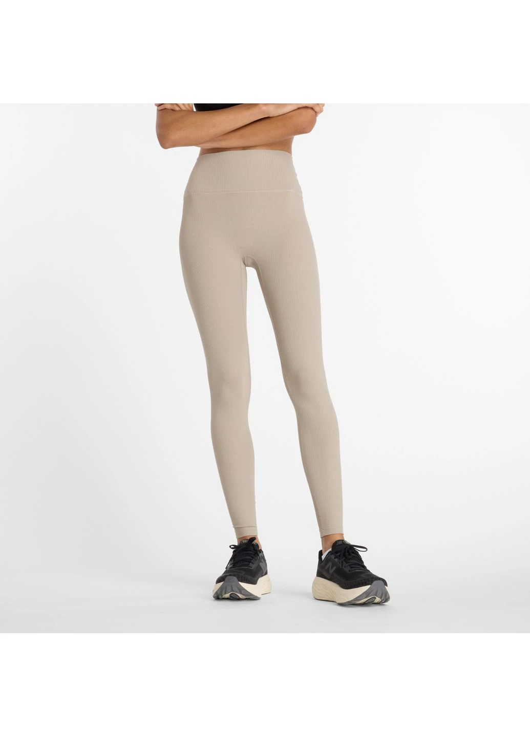 Бежевые женские бежевые тайтсы nb ribbed high rise 40 (l) (wp53152ads) New Balance
