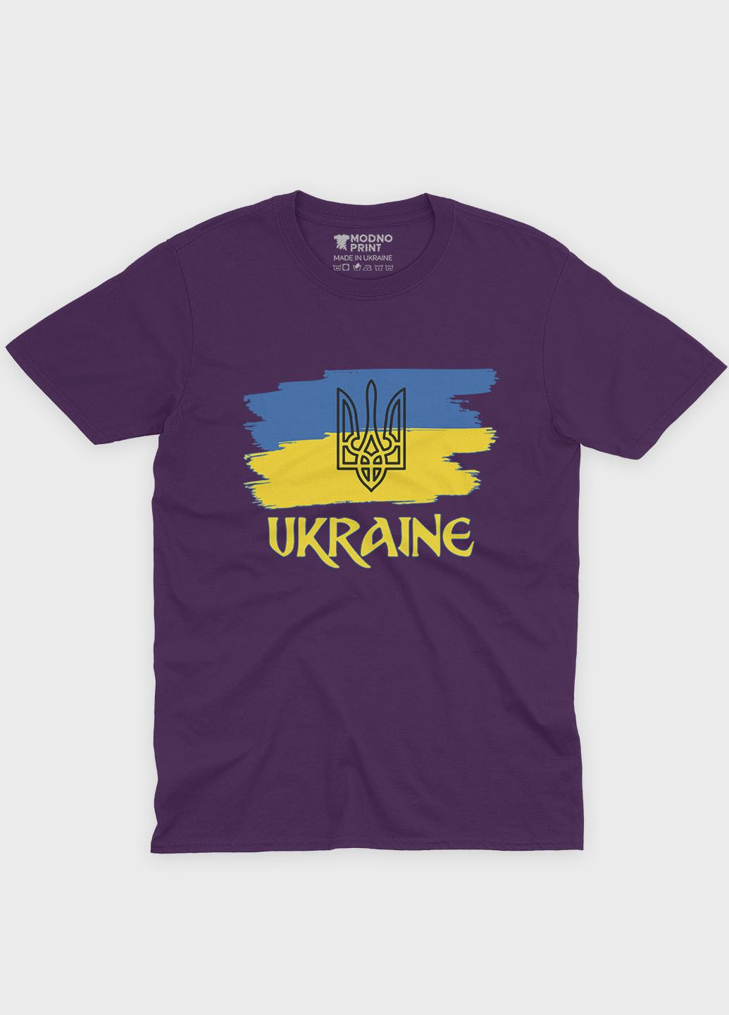Фіолетова літня жіноча футболка з патріотичним принтом ukraine (ts001-3-dby-005-1-070-f) Modno