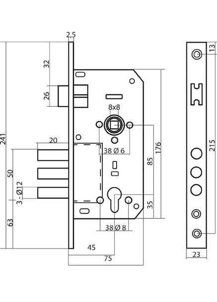 Замок врезной 2800-хром. Class (370289775)