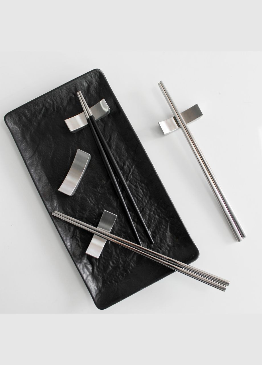 Набір срібних матових підставок та паличок для суші в сріблі для дому, ресторанів, кафе. REMY-DECOR (293152598)