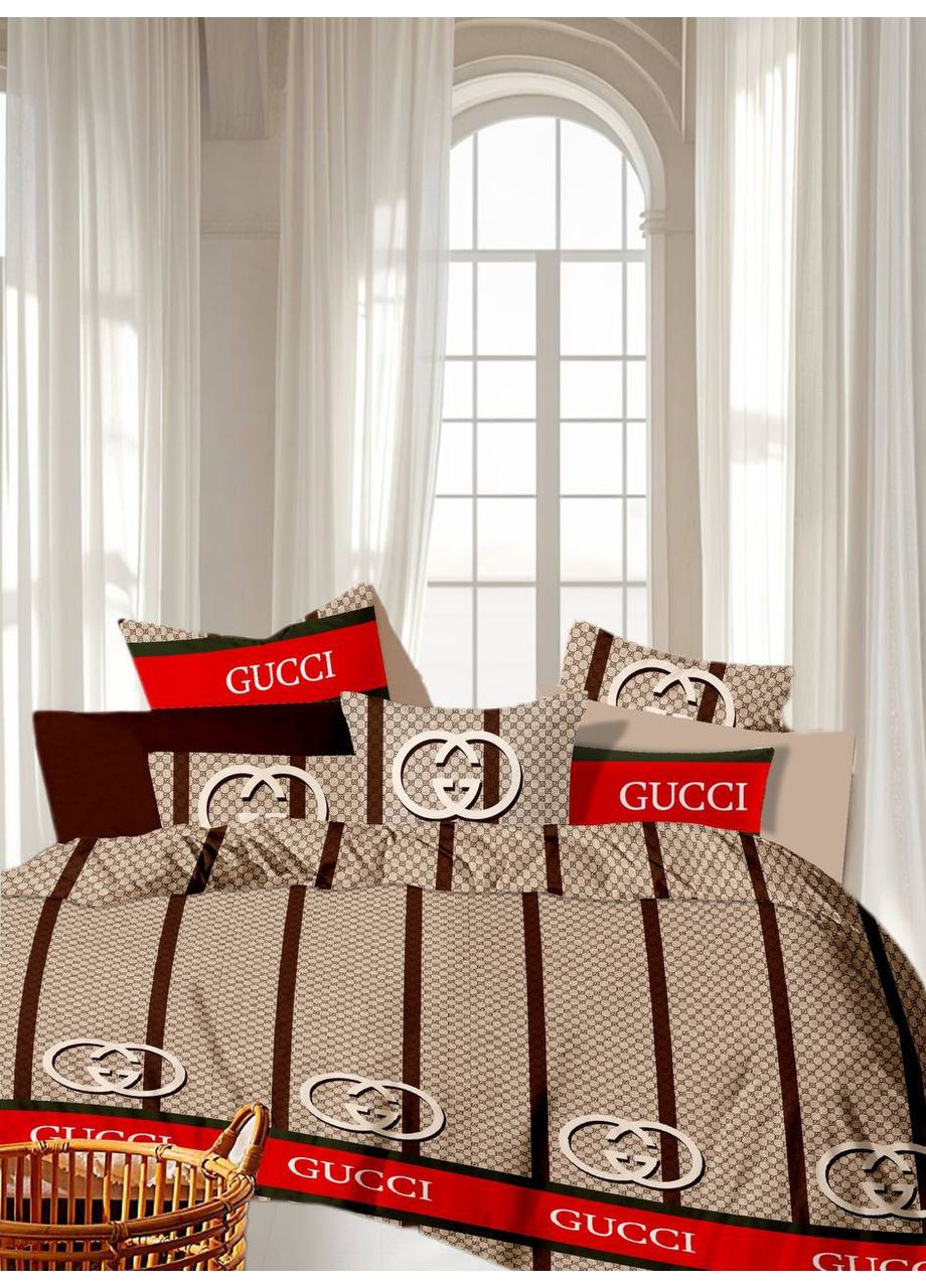 Сімейний комплект постільної білизни Brown 200х220 см (Bls-7715) Vital-Textile 100% Бавовна (351360842)