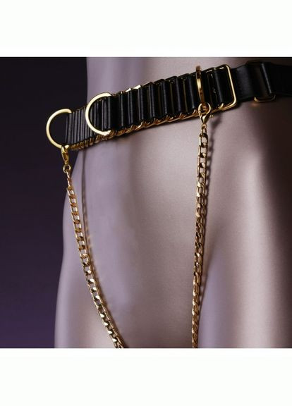 Черный демисезонный пояс с золотыми цепочками indulge in the restraints collection UPKO