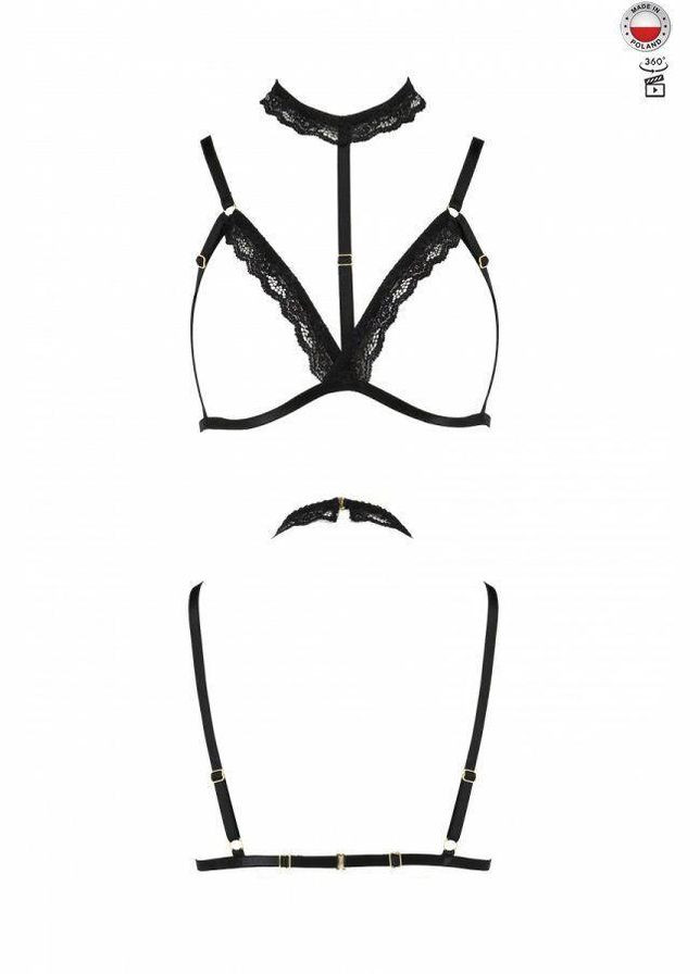 Чорний демісезонний бюстгальтер-стрепи з чокером shelly bra black xxl/xxxl — passion exclusive No Brand