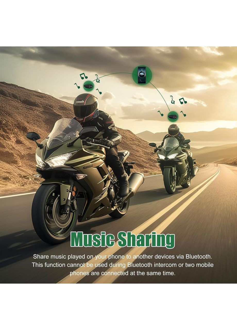 Мотогарнітура Q8, інтерком Bluetooth 1000м з CVC шумозаглушенням, FM, IP67, 1200 мАг акумулятор, з Mesh 3.0 No Brand (346493705)