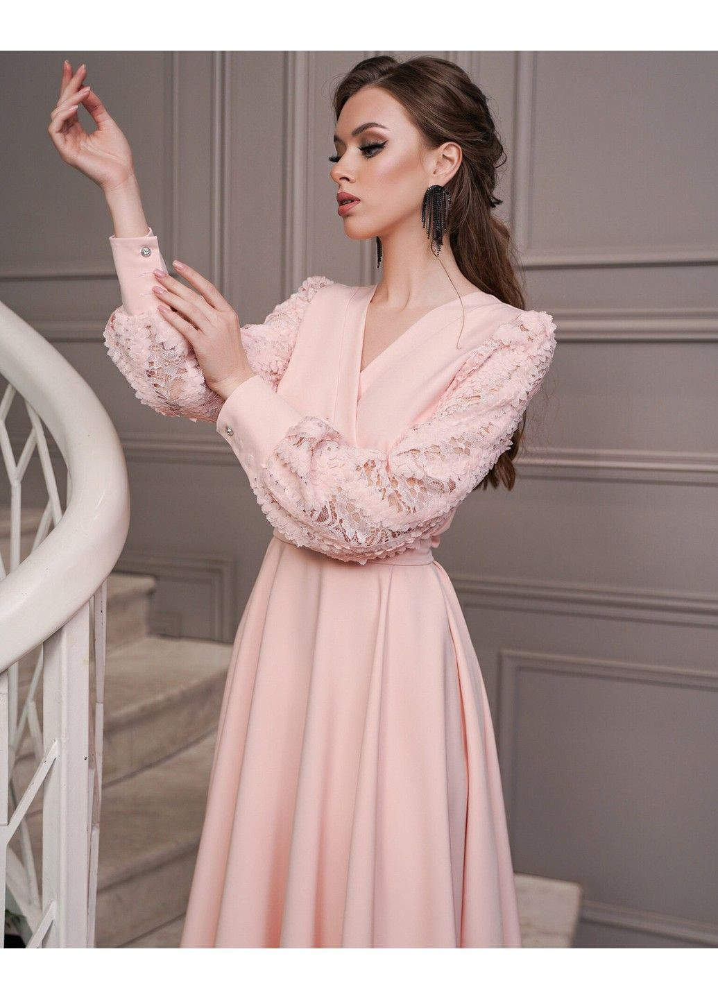 Рожева коктейльна сукня 3d рукав 22086 рожева Tanita-Romario