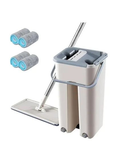 Набор для уборки швабра с ведром Scratch с автоматическим отжимом серый No Brand Cleaning Mop (319336680)