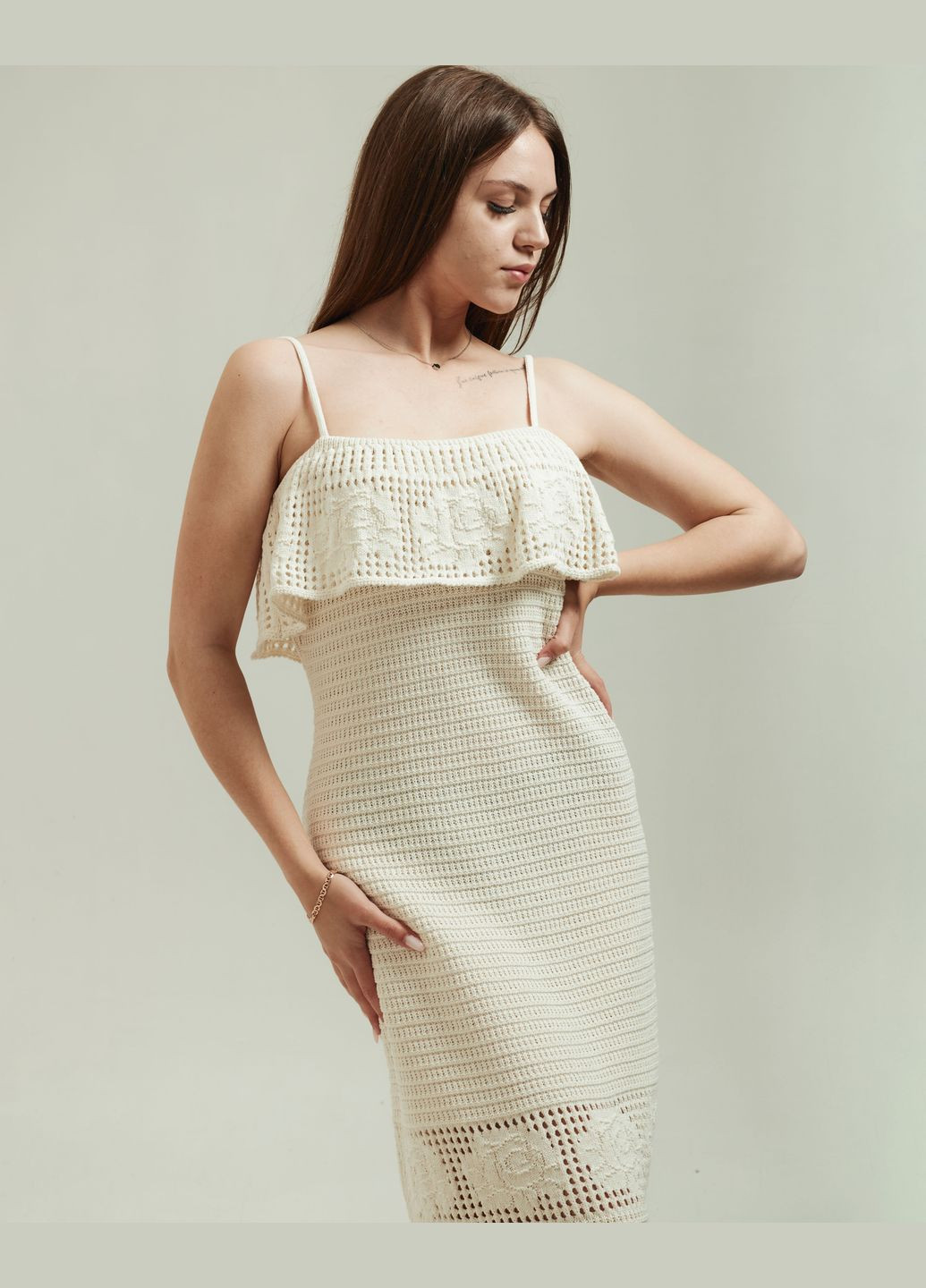 Летний женский сарафан молочный трикотаж Dilvin