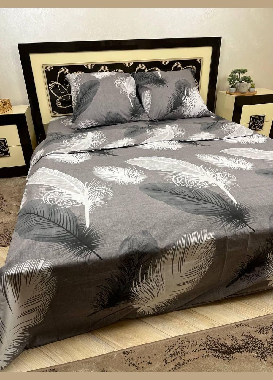 Постільна білизна бавовняна Пір`я Євро 200 x 220 Бязь Сіра 70 х 70 No Brand (278272109)