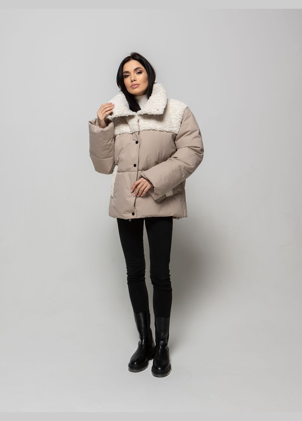 Бежевый зимний Пуховик Solh